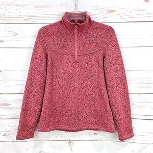 The North Face Crescent Knit Fleece 1/4 Zip Pullover Jacket Coral Pink Heather